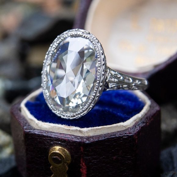 💎 Dainty Noble Anillos Large Oval Pure ZirconSilverPlatedUNVN12058 - Picture 3 of 8